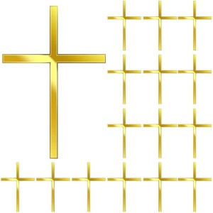 Blulu 16 Pieces Baptism Cake Toppers Crossing Cupcake Toppers Gold Mirror Acrylic Cake Picks Baptism Decor Christian Decorations(Elegant Style)