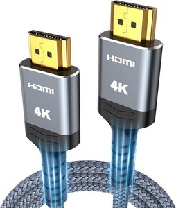 Highwings HDMI Cable 6.6 ft, 4K Ultra High Speed HDMI to HDMI Cord  HDMI 2.0, 18Gbps, 48 bit, Braided, Ethernet, ARC, 3D, HDCP 2.2, ARC, HDR, Compatible with Wall-mounted HDTV Monitor Roku