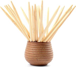 5.5 Natural Bamboo Skewers For BBQ Caramel and Candy Apple Sticks, Corn Dog Corn Cob Cookie Lollipop Kabob Gril. 5mm Thick by Semi Point Styel (100 pcs)