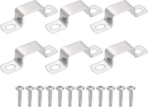 uxcell 6Pcs U Shape Square Tube Clamp, 30x20mm U Shaped Bracket 304 Stainless Steel Square Strap Clamp with Phillips Head Self Drilling Screws for Pipes Door Closed Bar Holder Railings
