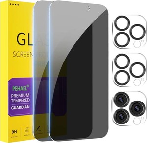 PEHAEL 22 Pack for iPhone 15 Pro Max Privacy Screen Protector with Camera Lens Protector Full Coverage Anti-Spy Tempered Glass Film 9H Hardness Easy Installation Bubble Free 6.7 inch