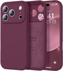 Vooii Magnetic for iPhone 17 Pro Max Case, Compatible with Magsafe (Premium Liquid Silicone) (Integrated Camera Control Button) Full Body Protective Anti-Scratch Microfiber Lining 6.9 inch, WineRed