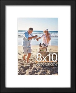 decorUhome 8x10 Picture Frame, Fits 5x7 Photos with Mat, M01BK  Black Engineered Wood 8x10 Photo Frame with High Definition Plexiglass Cover for Wall or Tabletop, 1 Pack
