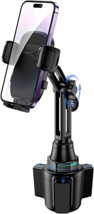 bokilino Cup Phone Mount for Car, Upgraded Version Universal Cup Phone Cradle Holder with Long and Adjustable Neck, Friendly Compatible with Cell Phone iPhone, Samsung, Google and All Smartphones