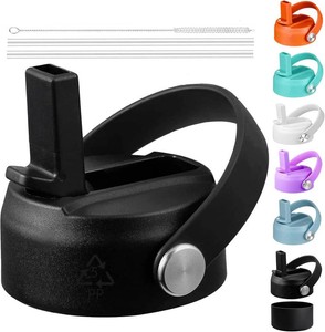 Lids with Straw for Hydroflask Wide Mouth 20 32 40 oz, Flex Straw Lid Fit for Hydro Flask Sports Water Bottles, Flexible Handle Replacement Lid Straws Cap Top Accessories