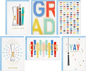 Hallmark Graduation Cards Bulk Assortment, Colorful Congrats (36 Cards and Envelopes, 6 Designs)