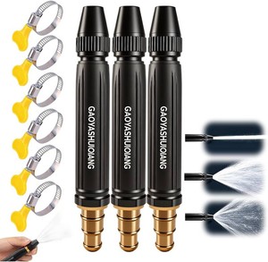 Home High-Pressure Car Wash Water Gun With Booster Nozzle, Multi Function Lawn & Garden Watering Sprayer For Plant Watering Lawn Car (3Pcs  6 Clamps)