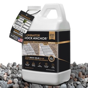 $27 Dominator Rock Anchor 64oz - Rock Glue for Landscaping Gravel & Stone, Ready to Spray, Locks in River Rock, Pea Gravel & Decorative Rock, Prevents Scattering & Washouts, Water-Based