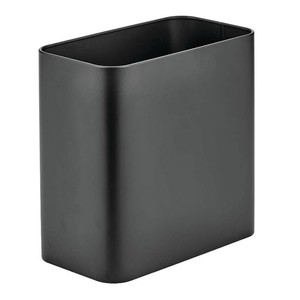 $24 mDesign Small Metal 2.4 Gallon9 Liter Trash Can Wastebasket Garbage Bin for Bathroom, Slim Rubbish Waste Bin Trashcans - Mirri Collection - Black