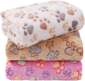 LINENLUX Dog Blankets 3-Pack, Super Soft Fluffy Fleece Pet Throw Warm  Premium flannel fleece pet throw for cats, puppies. Cozy warm for bed, crate, or couch naps Dog Paw-3pcs 31x20 inch