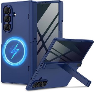 $30 Caka Magnetic for Samsung Galaxy Z Fold 6 Case with Hidden Kickstand Blue  Compatible with MagSafe, Built-in Privacy Screen Protector, Hinge Protection, Heavy Duty 360  Drop Defense