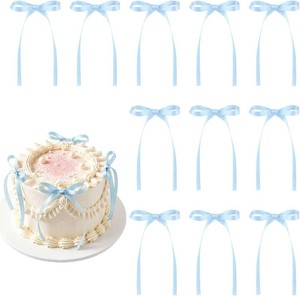 30 Pack Bow Cake Toppers Light Blue Ribbons Bows for Cake  Coquette Themed Baby Blue Bow Birthday Decorations for Baby Shower, Birthday, Wedding, Bachelorette Party Supplies