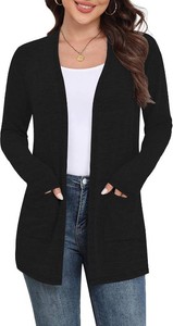 Yincro Womens Lightweight Cardigan Long Sleeve Open Front Casual Sweater Cardigans with Pockets Womens Size M