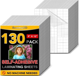 RowinsyDD 130 PCS Self Laminating Sheets, Self Adhesive Laminating Sheets  8.5 x 11 Self-adhesive Cold Laminating Sheets No Machine No Heat Self Sealing Laminate Sheets Ultrasound for Stickers