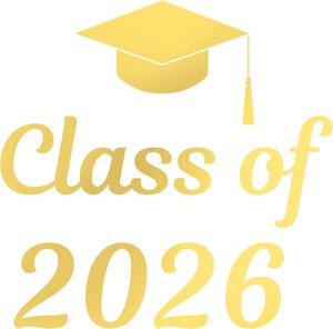 Glenmal Class of 2026 Graduation Decal Sign for Backdrop   Congrats Grad Sticker for Balloon Arch Backdrop, Graduation Party Decorations, Photo Booth & Event Planner Sign (Foiled Gold)