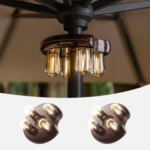 $35 Patio 2 Packs Umbrella Light with LED Edison Bulbs, Battery Operation Cordless-Outdoor Umbrella Pole Lights with 2 Lighting Modes for Garden Patio, Backyard, Camping or BBQ - Brown