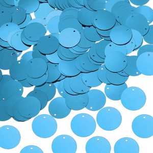MECCANIXITY 100 Pcs Flat Round Sequins 25mm1 Inch Loose Paillettes Craft Sewing Sequins with Single Side Hole for DIY Embroidery Clothing Jewelry Making, Lake Blue
