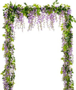 $25 Lvydec Wisteria Artificial Flowers Garland, 4 Pcs Total 28.8ft Artificial Wisteria Vine Silk Hanging Flower for Home Garden Outdoor Ceremony Wedding Arch Floral Decor (Light Purple)