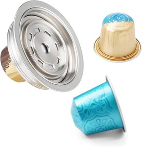 Reusable Coffee Pod Converter Need to Use with Oringal Capsule(NOT Including),Stainless Steel Coffee Capsule Adapter Compatible with DeLonghi ENV135,Vertuoline GCA1,Vertuo Next Vertuo PoP,150ml5 oz