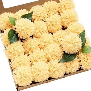 $30 Lings moment Creamy Yellow Artificial Dahlias, Wedding Flowers, 25 pcs  Artificial Foam Dahlias, Real Touch Flower Blooms with Stems for DIY Wedding Bouquets, Centerpieces, Party & Home Decor