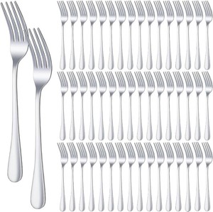 $26 48 Pcs Dinner Stainless Steel Forks Set 7.5 Inch Silverware Forks Bulk Metal Salad Mirror Polished Forks for Dessert, Home, Kitchen, Restaurant