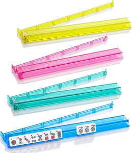 $25 Mahjong All-in-One Tile Rack & Pusher, Clear Acrylic Mahjong Rack and Pusher Combo, Modern American Mahjong Tile Racks, Set of 4, Multi Color