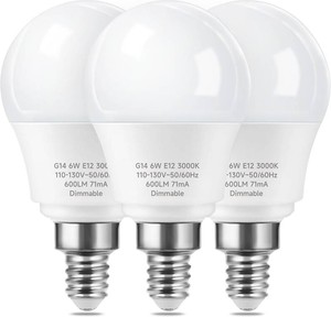 A15 LED Ceiling Fan Light Bulbs with E12 Base, Dimmable, 3000K Warm White  Energy Efficient 6W Equivalent 60 Watt, Chandelier Light Bulbs for Ceiling Fan Candelabra, 3 Packs