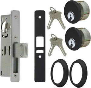 $46 Summit Doorware Storefront Door Mortise Deadlock Bolt & Double Keyed Cylinder Kit in Duronotic Finish - High Grade Adams Rite Style Lock - Maxium Security Replacement for MS1850S Series Locks