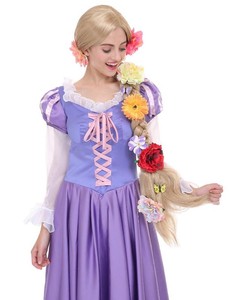 $26 Angelaicos Womens 47 Inch Long Braids Blonde Costume Rapunzel Wig with 10pcs Flowers