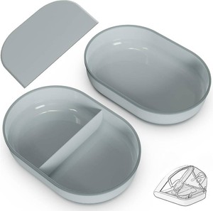 Bowl & Mat Set for Automatic Microchip Cat Pet Feeder, Sealing Ring Design for Keeping Food Fresh and Reducing Odor, Easy to Clean(Grey)