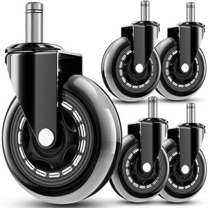 $23 RidRed Office Chair Wheels - Replacement Rubber Wheels - Universal Fit 3 Inch Casters, Heavy-Duty Chair Casters, Noise Free, Fits 98% Chair, for All Floor (5)
