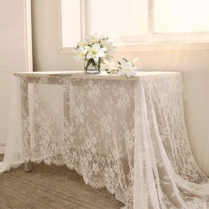 B-COOL White Lace Tablecloth 60 X120 Inches Rectangle Vintage Embroidered  Lace Table Cloth Bridal Wedding Tablecloths Sheer Overlay for Rustic Outdoor Party Reception Home Decor