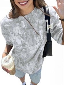 RoseSeek Womens camo t Shirt Maple Leaf Summer Tops  Short Sleeve, Camouflage Print, Summer Streetwear, Hunting Shirt, Pink Camo Top Womens Size XL