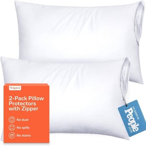 Ultra Soft Pillow Protectors with Zipper King Size - Set of 2 Breathable Pillow Covers - 100% Protection Against Stains, Dust & Dirt - Machine Washable (White)  100% Protection Against Stains, Dust & Dirt, Breathable Pillow Covers, Machine Washable