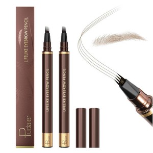 Eyebrow Pencil, 2Pcs Waterproof Microblading Eyebrow Pens, 4 Tip Precise Eye Brow Makeup Pen for Women to Effortlessly Create Hair Like Natural Brows, Non Dry Out and Last All Day (Taupe)