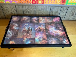 Jigsaw Puzzle Board Collage of Nebulas - Custom Framed w Handles & Table Top Legs - approx 2 x 3