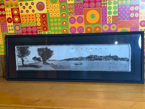Framed Japanese Scenic Textile Wall Hanging 85 X 28 in