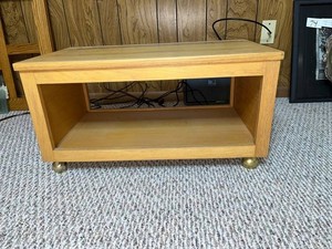 VTG Rectangular Open Shelf Wood Table on Caster Wheels - 29 X 15.5 X 14 in
