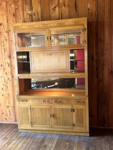Bernhardt MCM Lighted Two Piece China Display Cabinet - Bernhardt Flair Division 54 W X 14 D X 54 H