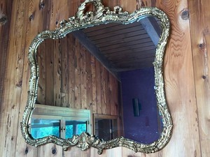 Antique Ornate Wall Mirror - Gold Floral Frame 34 X 36 in