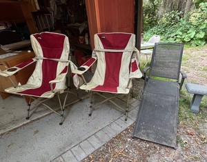 Outdoor Chairs - Natural Gear Camping Chairs, Mesh Lounge Chair & Plastic Bench (Lot of 4)