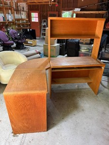 Wooden Corner DeskPrinter Stand - Thornwood With Corner Wedge