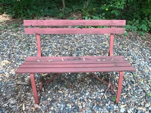 Outdoor Garden Bench - Painted Wood & Metal 48 in Wide