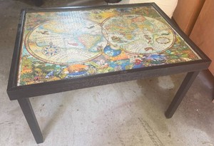 Custom Framed Jigsaw Puzzle Board of the Old World - approx 2 x 3 Tabletop Frame w Legs & Handles