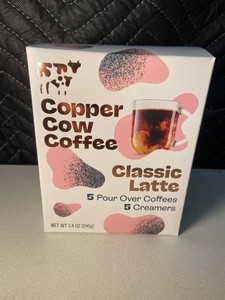 Copper Cow Coffee Classic Latte 5 Coffee & 5 Creamer Pack 7.4 Oz