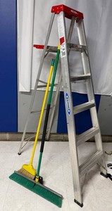 Werner 6 Ft Ladder With Brooms Mixed Lot