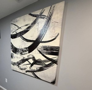 Abstract Black and White Canvas Wall Art 47x47