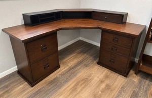Pottery Barn  Desk With Monitor Hutch and File Drawers