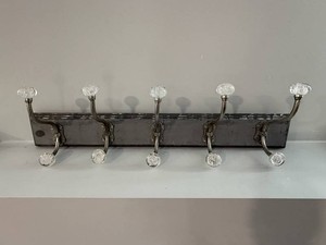 Wall-Mounted 5-Hook CoatTowel Rack Shabby Chic with Glass Knobs