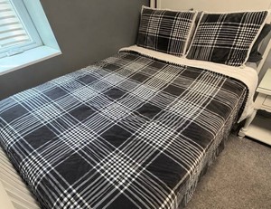 Ugg Devon Reversible Black & White Buffalo Plaid with Sherpa Backing Comforter Set and 2 Shams